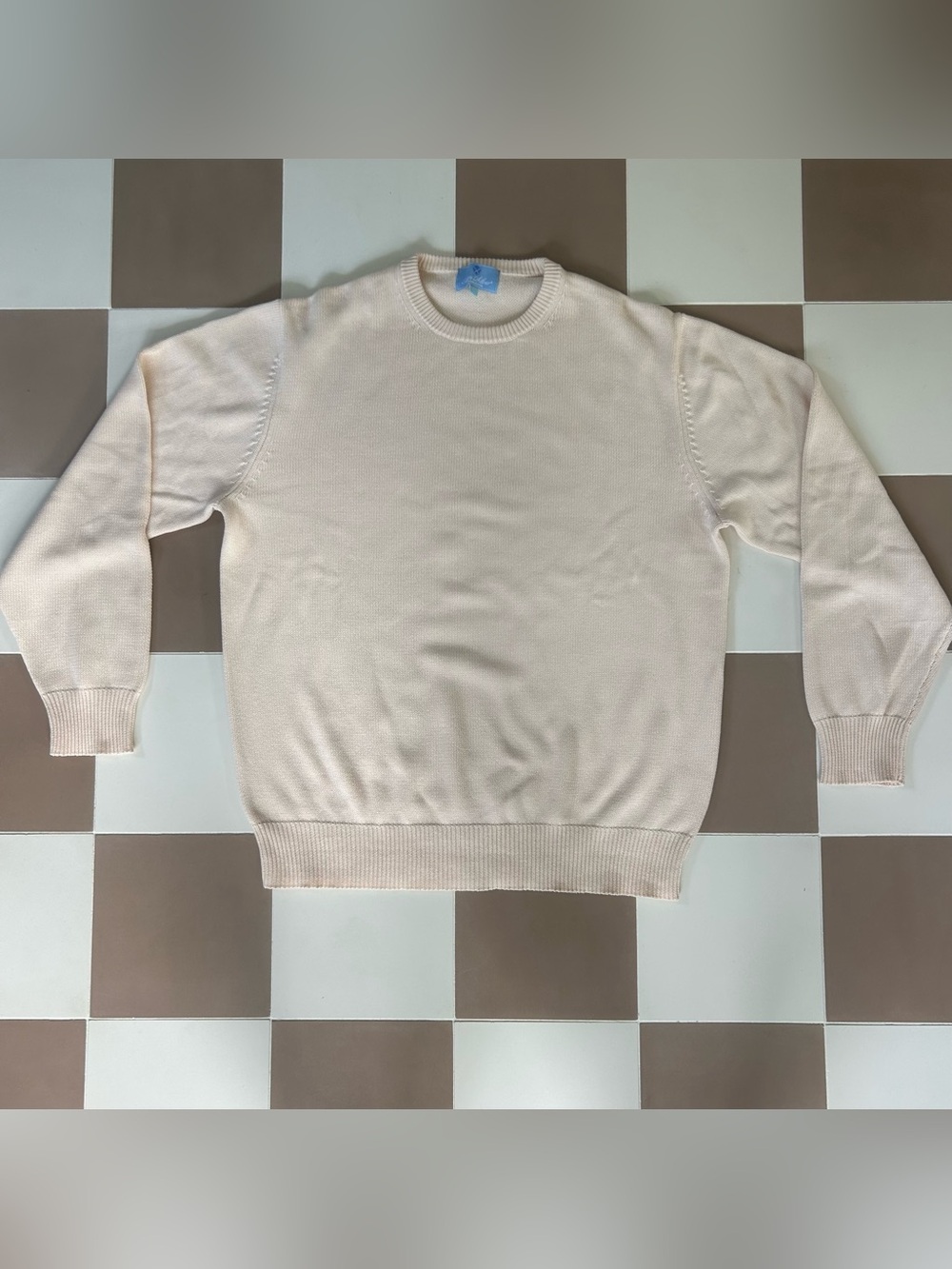 Ben Silver Charleston Cotton Crewneck Sweater Cream Large